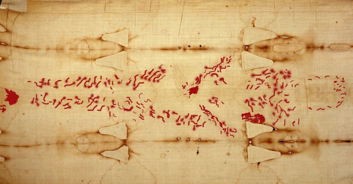image of shroud with blood marks