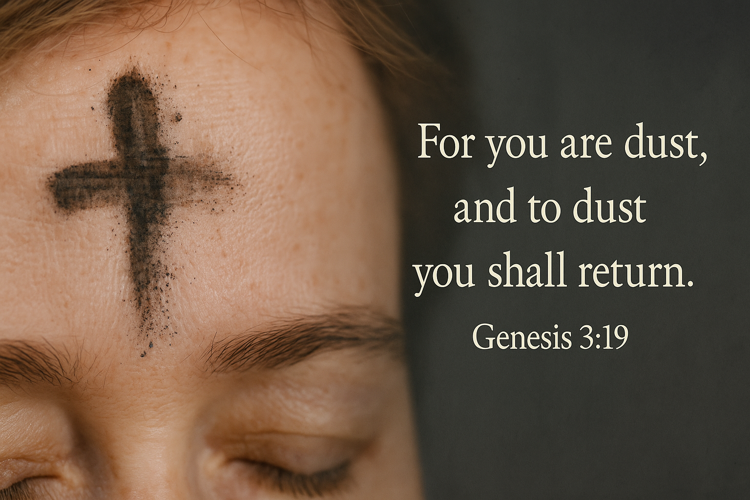 Ash Wednesday cross: For you are dust, and to dust you shall return. Genesis 3:19